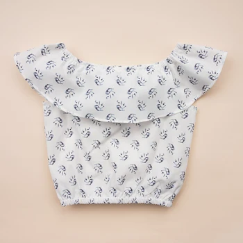 Moda ljeto beba Baby Girls odjeću setovi 3pcs kratkih rukava s ramena ispis ukrašen vrhovima+žuti kombinezon hlače
