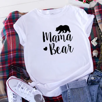 Moda svakodnevni mama medvjed tisak majica za žene Harajuku veliki veličina kratkih rukava tees povremeni ljetni prevelike majice majice