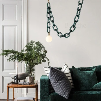 Moderna staklena stropne lampe Green Glass Art Chain viseće svjetiljke Led Potkrovlje Fixutres za doma dnevni boravak spavaća soba restoran svjetla