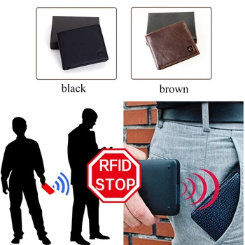 MRF1 RFID Blocking Novčanik muški prirodna koža daje vintage torbice zaštita od krađe identiteta novčani torbu držač kartice клатч torbice