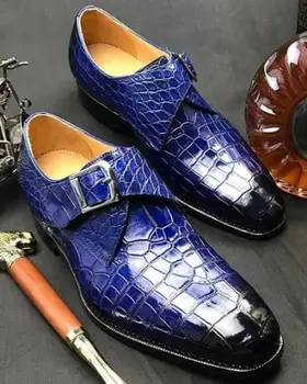 Muški Krokodil umjetna koža cipele na nisku petu Cipele zakopčati haljinu cipele cipele cipele proljeće čizme Vintage klasični muški TV275