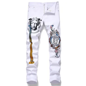 Najbolje prodaje tiskanih Muške sportske hlače bijele tanak protežu izravan olovka hlače 2020 jesen gospodo ulične svakodnevne hlače sportske hlače