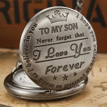 Najbolji pokloni Moj sin, ja te volim sin djevojčice dječaci poklon luksuzni zlatni steampunk džepni sat privjesak krug za ogrlice privjesak Watche