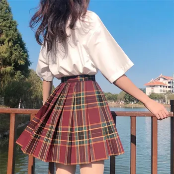 Nove Ženske Ljetne Suknje S Visokim Strukom 2021 Harajuku Korejski Stil Kariranih Nabrane Suknje Za Djevojčice Dance Mini Suknja Dame Cosplay