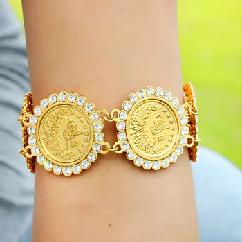 Oman Coin Turkey Coin narukvica za žene zlatnu boju Turks Simgesi Osmanli Turasi Muslim Islam Bangle Arab Allah Jewelry