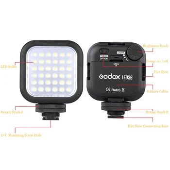 Originalni Godox LED36 LED Video Light 36 LED Svjetla žarulja fotografsku rasvjetu 5500~6500K za DSLR fotoaparat kamkorder mini DVR