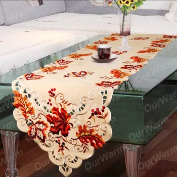 OurWarm zahvalnosti stol Trkač 38 * 170 cm Javor lišće vezeni poklopac površine rođendan jesen vjenčanje dekoracije tekstila za domaćinstvo