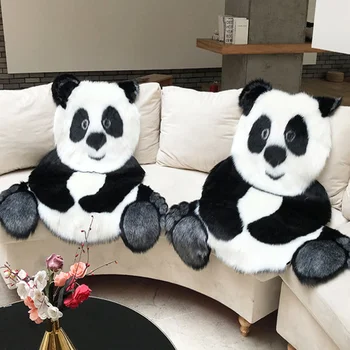 Panda Ispis Tepih Umjetno Krzno Mat Soft Imitacija Panda Životinja Prirodnom Obliku Tepiha Slatka Crtani Ukras Kuće Spavaća Soba Mat