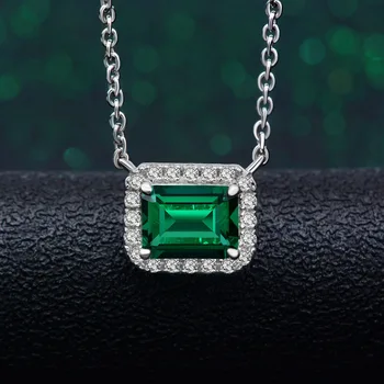 PANSYSEN novi usjev 6x8 mm Smaragd stvoren Moissanite dragulj privjesak ogrlice čvrste 925 sterling srebra fin nakit ogrlica