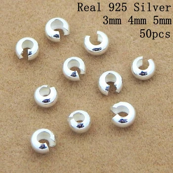 Pravi solidan 925 sterling srebra čvor cijele uvijati lopta poklopac 3 mm,4 mm,5 mm kuglica 50 kom./lot