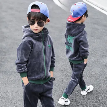 Proljeće i jesen dječaci odjeća setovi djeca Sportski Casual pamuk baršun hoodies + hlače 2 kom. dječaci djeca odijela kompleti 5.6.7.8 godina