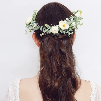 Proljeće zeleno cvijeće Crown i tiaras simulacija vjenčanje kape nevjesta djeverušama lišće kose grožđe vjenčanje povez za žene