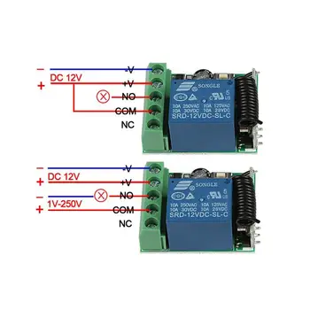 QIACHIP 433Mhz DC 12V 1CH Wireless Remote Control Switch Relay Receiver & 433.92 Mhz RF Transmitter Gate Garage Light Controller