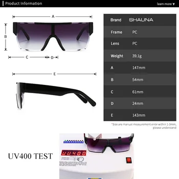 SHAUNA Oversize Flat Top Half Frame sunčane naočale modni cjelovite trg gradijent ispunjava nijanse UV400