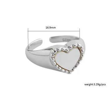 Shell heart pečatni prsten za žene 925 srebro elegantan luksuzni podesivi vanjski prsten nakit zlatne boje