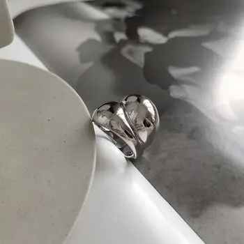 Silvology 925 Sterling Srebra Kapi Vode Zakrivljena Površina Prstena Sjajna Minimalistički Moderan Prstenovi Za Žene 2019 Model Nakita