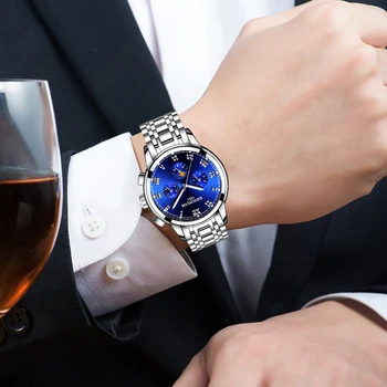 Sjajne mens moda rimski broj luksuzni brand sportski sat za muškarce čelik muške vodootporne kvarcni ručni sat orologio