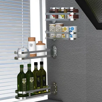 SUS 304 vrti kuhinjski stalak od nehrđajućeg čelika, Zidni držač police za kupatilo organizator DIY slojevi