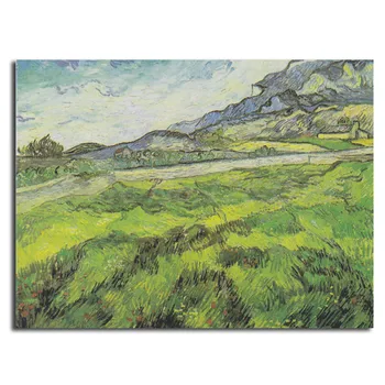 The Green Wheatfield Behind The Asylum By Vincent Van Gogh Canvas Art Poster Wall Painting Picture Print Home Bedroom Decoration