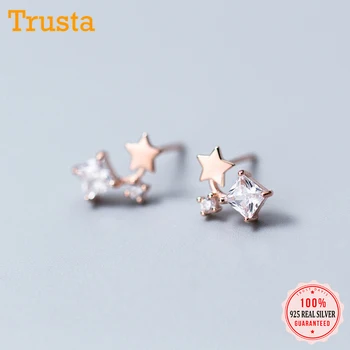 Trustdavis luksuzni minimalistički 925 sterling srebra moda je divna zvijezda CZ naušnice roze poklon za žene Vjenčanje college nakit DS857