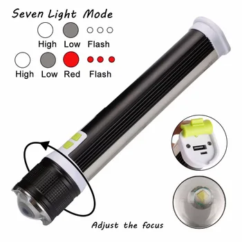 USB svjetiljku Punjiva COB T6 LED jači svjetiljku bijela/crvena upozorenja svjetlo Prijenosni led svjetiljka Lantena ugrađena baterija