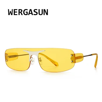 WERGASUN nove sunčane naočale rimless žene 2020 gradijent pravokutnik sunčane naočale muškarci trendy sunčane naočale marke dizajner prevelike naočale