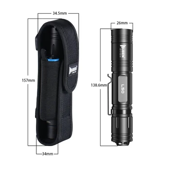 Wuben Led Flashlight Super Bright Outdoor Light 18650 Baterija Waterproof IPX8 Mini Flash Light With Holster Pouch for Camping