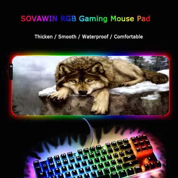 XGZ Wolf RGB Gaming veliki ljubimac podloga za miša Gamer Led računalo podloga za miša Veliki podloga za miša s pozadinskim osvjetljenjem tepih za tipkovnicu stolni mat