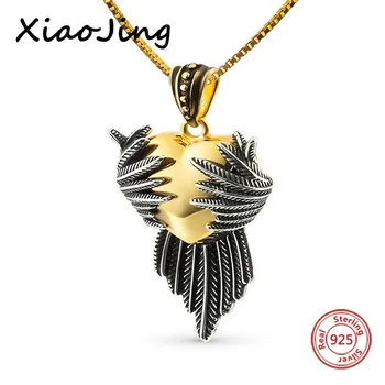 Xiaojing 925 sterling srebra zlatna boja srce krilo privjesak lanac ogrlica Modni nakit za žene pokloni besplatno brod 2020
