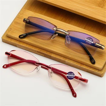 XojoX Anti-Plavo Svjetlo Naočale Za Čitanje Žene Rimless Modne Naočale Muškarci Dalekovidnost Naočale Presbyopia Diopter +1.0 1.5 2.0 2.5