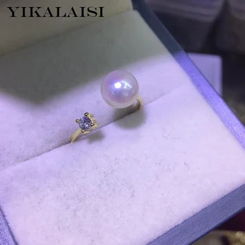 YIKALAISI 925 sterling srebro nakit сплюснутые biserni prsten 2020 Fine Natural Pearl jewelry 7-8 mm prsten za žene u rasutom stanju