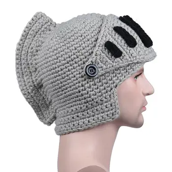 YSDNCHI plesti šešir na lice vrat vjetar ručni rad pamuk šešir visoke kvalitete zima Skullies Rimski vitez Gladijator maske kape