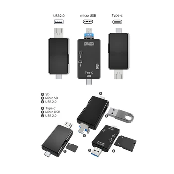 Čitač kartica USB2.0 Micro USB 2.0 Type C to SD Micro SD TF 6-In-1 Adapter Smart Memory SD OTG Card Reader za laptop