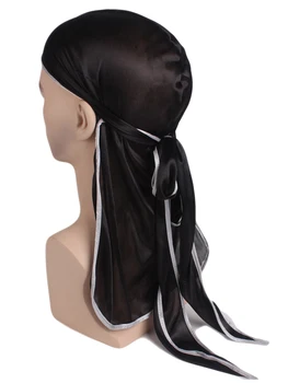 Žene Muškarci Satin Svilenkasta Glavobolja Povez Durag 2020 Moda Kape Cap Duge Trake Za Disanje S Turbanom Šešir Handband Hair-Pribor