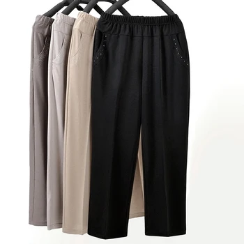 Ženske hlače 2021 proljeće ljeto moda slobodan visokim Strukom plus veličine čvrste svakodnevne izravne hlače Pantalon Femme plus size 5XL