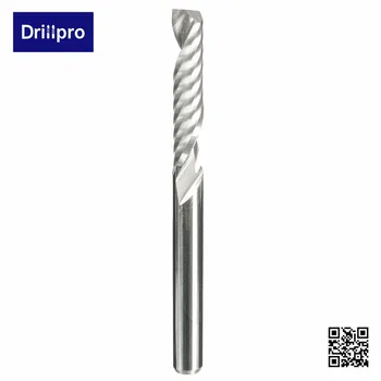 Drillpro kvalitetne 10 kom. / lot 1/8 CNC bit jedan flauta smotan router karbida Poprečni rezač rezač alati 3.17 x 17 mm