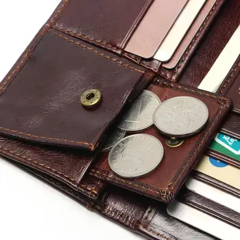Prirodna koža muški novčanik nedavno dvokraki RFID blokiranje torbicu za muškarce zaštita kreditne kartice daje munja dug novčanik
