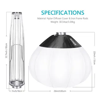 Neewer Globe Lantern Softbox difuzor 80cm za Neewer CB60 CB100 CB150, Aputure 300D II 120D, Godox SL-60W SL150W II FV150 VL150