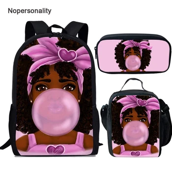 Nopersonality 3 kom./compl. crna afro djevojke ispis ruksak u školi moderan muslimanske djevojke ruksak za djecu Djeca ruksak Mochila