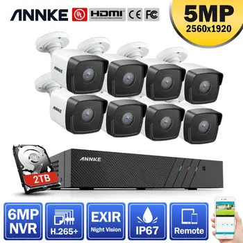 ANNKE 5MP H. 265 + Super HD PoE sustav sigurnosti mreže video 8шт 2.8 mm objektiv IP67 vanjski POE IP kamere Plug&Play PoE Camera Kit