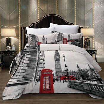 Besplatna dostava London City prirodne ljepote Big Ben Red Telephone Booth Bus Print komplet posteljinu deka deka+jastučnica US AU EU Size