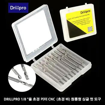 Drillpro kvalitetne 10 kom. / lot 1/8 CNC bit jedan flauta smotan router karbida Poprečni rezač rezač alati 3.17 x 17 mm