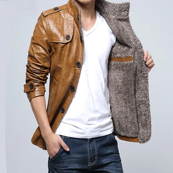 Muške zimske tople kožne jakne vune liner više debelih toplo kožni kaput veliki veličina Muška odjeća tople jakne zimski kaput veličina 5XL