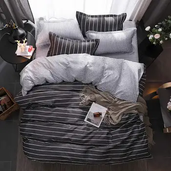Najbolji luksuzni crne trake deka stan ručnici + jastučnica Kralj Kraljica puni Blizanac posteljina komplet posteljinu 3 / 4pcs31