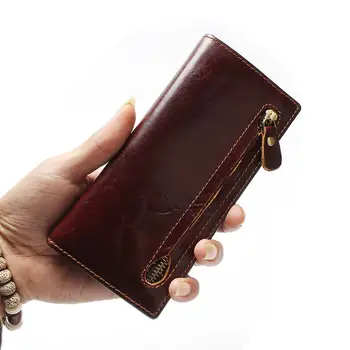 Prirodna koža muški novčanik nedavno dvokraki RFID blokiranje torbicu za muškarce zaštita kreditne kartice daje munja dug novčanik