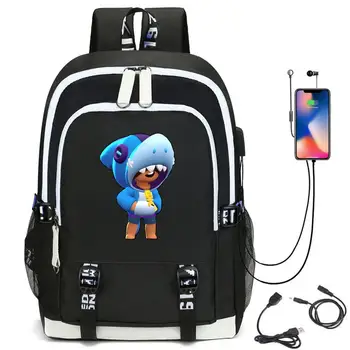 Vruće igre ruksak Leon Spike Shelly crtani torba putovanja ruksak USB punjenje ruksak sa slušalicama rupu Student torba