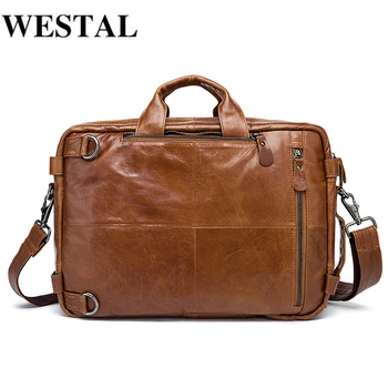 WESTAL muška portfelj torba muškarci kožnu aktovku muški laptop torbe muška torba od prave kože office torbe torbe za muškarce
