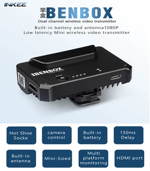 INKEE Benbox super mini predajnik Bežični primopredajnik video 2.4 G / 5G za DSLR kamera iPhone, iPad, Android smartphone