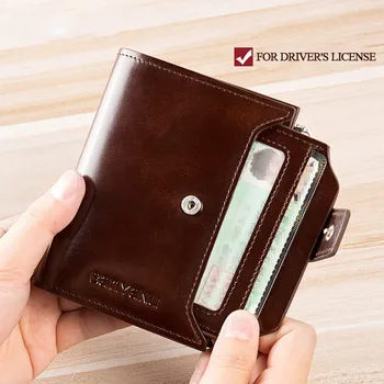 Luufan moda muški novčanik od prave kože kratkom torbicu za muškarce višenamjenski bičevati novčanik novčić u džep i vozačka dozvola isječak