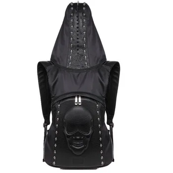Moda crni ruksak gotička Halloween lubanja steampunk zakovice hip-hop sa šeširom ruksak